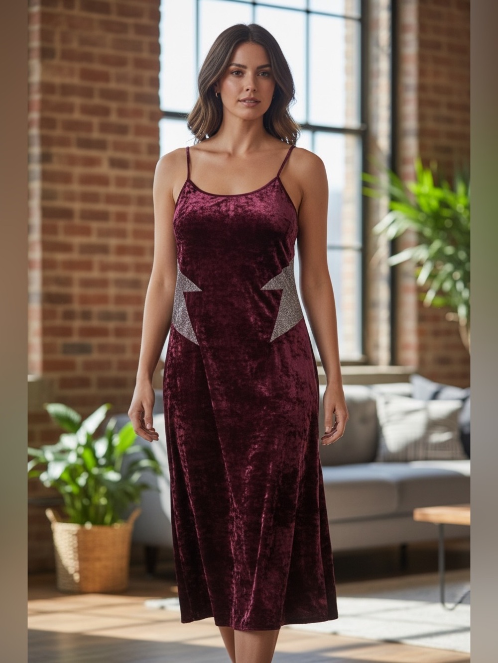 Anna Sui Starburst crushed-velvet slip dress
